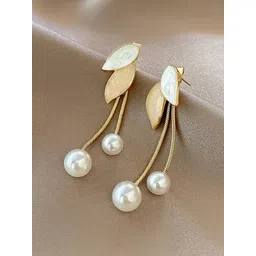 Yellow Chimes Gold Plated Contemporary Drop Earrings-picture-21