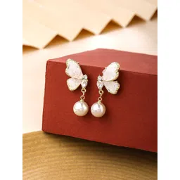 Yellow Chimes Gold-Plated Contemporary Drop Earrings-picture-22