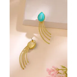 Yellow Chimes Gold Plated Contemporary Drop Earrings image 3