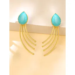 Yellow Chimes Gold Plated Contemporary Drop Earrings image 1