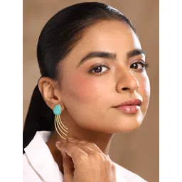 Yellow Chimes Gold Plated Contemporary Drop Earrings image 5