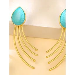 Yellow Chimes Gold Plated Contemporary Drop Earrings image 4