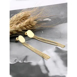 Yellow Chimes Gold-Plated Contemporary  Long Dangler Drop Earrings-picture-20