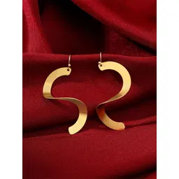 Yellow Chimes Gold Plated Contemporary Twisted Drop Earrings-picture-30