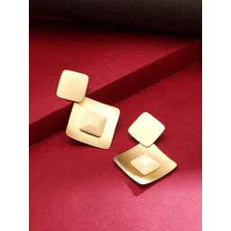 Yellow Chimes Gold-Plated Geometric Drop Dangler Earrings-picture-16