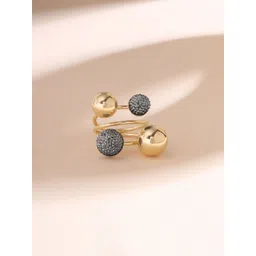 Yellow Chimes Gold-Plated Intricate Textured Details-Studded Adjustable Finger Ring-picture-25