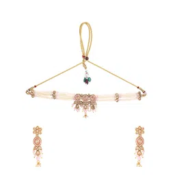 Yellow Chimes Gold-Plated Kundan-Studded & Pearl Beaded Jewellery Set-picture-41