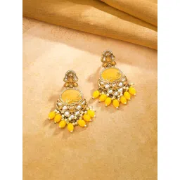 Yellow Chimes Gold Plated Kundan Studded Contemporary Chandbalis Earrings-picture-31