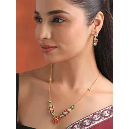 Yellow Chimes Gold-Plated Kundan-Studded Traditional Jewellery Set-picture-32