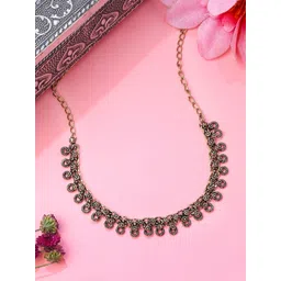 Yellow Chimes Gold-Plated Oxidised Choker Necklace-picture-28