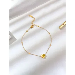 Yellow Chimes Gold-Toned & Plated Stainless Steel Heart Charm Fashion Anklet-picture-21