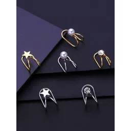 Yellow Chimes Gold-Toned Contemporary Studs Ear Cuffs-picture-13