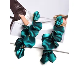 Yellow Chimes Green Flower Petals Drop Earrings-picture-26