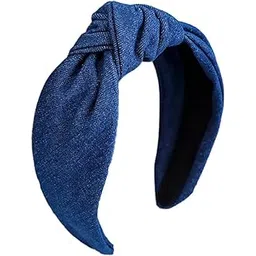 yellow chimes Hair Band for Women Girls Hair Accessories for Women Denim Headband for Women Knot Fabric Hair Band for Girls Blue Headband Cross Knot Hair Bands Hair Accessories Gift for Women & Girls-picture-33
