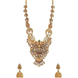 yellow chimes Jewellery Set For Women | Ethnic Gold Plated Long Necklace Set for Women | Traditional Temple Jewellery Sets For Girls | Birthday Gift for Girls & Women Anniversary Gift for Wife-picture-26