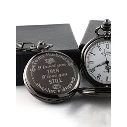 Yellow Chimes Men Black & White Stainless Steel Pocket Watch Pendant-picture-26