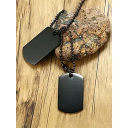 Yellow Chimes Men Black Dual Pendant with Chain-picture-40