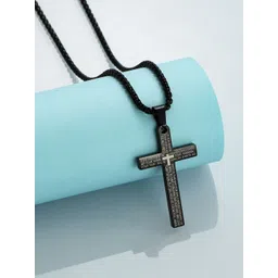 Yellow Chimes Men Silver-Plated Cross Charmed Pendant Chain-picture-37