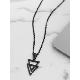 Yellow Chimes Men Stainless Steel Triangle Shaped Pendant With Chain-picture-38