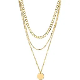 yellow chimes Multi Layered Choker Necklace for Women | Fashion Gold Plated Chain Necklace | Multilayered Chain Necklace for Women | Western Necklace for Girls Birthday Anniversary Gift for Women Wife-picture-18