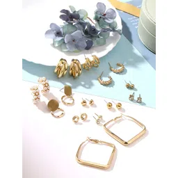 Yellow Chimes Pack Of 24 Gold Plated Artificial Stones and Bead Studs Stud Earrings-picture-34