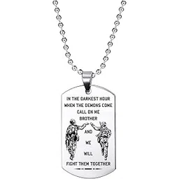 yellow chimes Pendant for Men and Boys Silver Dog Tag for Men Stainless Steel Pendant Chain for Men Inspirational Words We Will Fight Them Together Pendants for Men | Birthday Gift for Men and Boys-picture-25