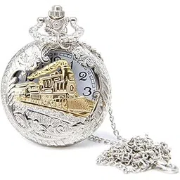 yellow chimes Pendant for Men and Boys Silver Men Pendant Pocket Watch Pendant with Chain Dual Purpose Stainless Steel Clock for Men | Birthday Gift for Boys & Men Anniversary Gift for Husband.-picture-30