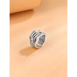 Yellow Chimes Rhodium-Plated Multilayered Finger Ring-picture-16