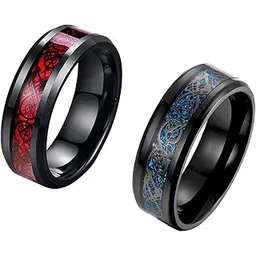 yellow chimes Rings for Men and Boys Black Ring for Boys |2 Pcs Combo Black Celtic Rings | Stainless Steel Rings for Men | Birthday Gift for Men and Boys Anniversary Gift for Husband-picture-31