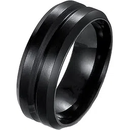 yellow chimes Rings for Men Balck Band Ring Western Style Stainless Steel Band Ring for Men and Boys.-picture-21