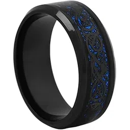 yellow chimes Rings for Men Dragon Celtic Inlay Polish Finish Black Base Titanium Steel Ring for Men and Boys-picture-39