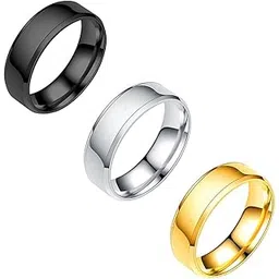 yellow chimes Rings for Men Stainless Steel Black Gold Silver 3PCs Combo Band Rings for Men and Boys.-picture-22