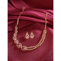 Yellow Chimes Rose Gold-Plated American Diamond Studded Jewellery Set-picture-25