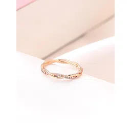 Yellow Chimes Rose Gold Plated Cubic Zirconia Twisted Rope Ring-picture-29