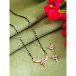 Yellow Chimes Rose Gold-Plated Mangalsutra-picture-37