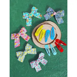 Yellow Chimes Set of 12 Girls Blue & Red Bow Ribbon Clip & Tic Tac Hair Clips-picture-13