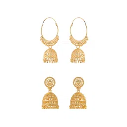 Yellow Chimes Set of 2 Contemporary Jhumkas Earrings-picture-36