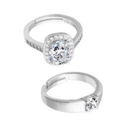 Yellow Chimes Set Of 2 Crystal Studded Adjustable Couple Rings image 3