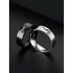 Yellow Chimes Set Of 2 Rhodium-Plated Couple Finger Rings-picture-42