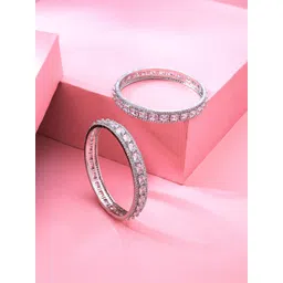 Yellow Chimes Set Of 2 Silver-Plated AD-Studded Bangle-picture-21