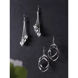 Yellow Chimes Set Of 2 Silver-Plated Classic Drop Earrings-picture-37