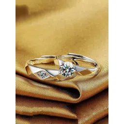 Yellow Chimes Set of 2 Silver-Plated Elegant Classic Engagement Rings-picture-28