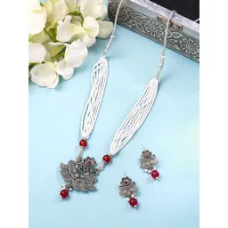 Yellow Chimes Silver-Plated and Beaded Jewellery Set-picture-22