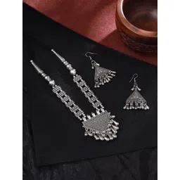 Yellow Chimes Silver-Plated Beaded Oxidised Jewellery Set-picture-23