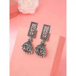 Yellow Chimes Silver Plated Contemporary Jhumkas Earrings-picture-37