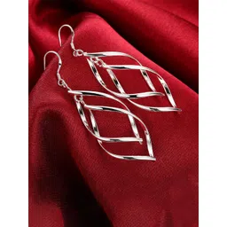 Yellow Chimes Silver-Plated Leaf Shaped Droop Earrings image 1