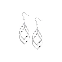 Yellow Chimes Silver-Plated Leaf Shaped Droop Earrings image 3