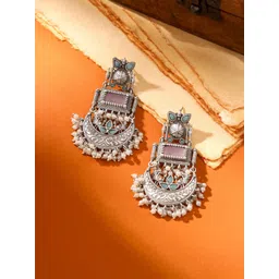 Yellow Chimes Silver-Plated Monalisa Studded & Beaded Contemporary Afghani Chandbalis-picture-40