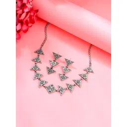 Yellow Chimes Silver-Plated Oxidized Jewellery Set-picture-21