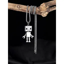 Yellow Chimes Silver-Plated Robot Pendant With Chain-picture-39